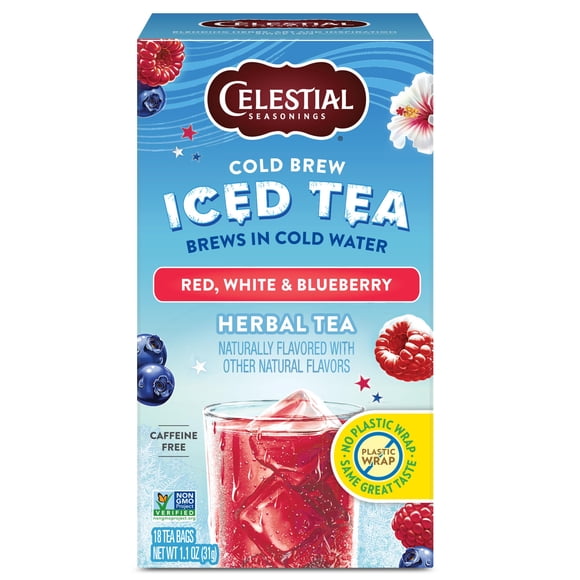 Té Helado Celestial Seasonings Cold Brew Frambuesa, Hibisco Blanco y Arándano