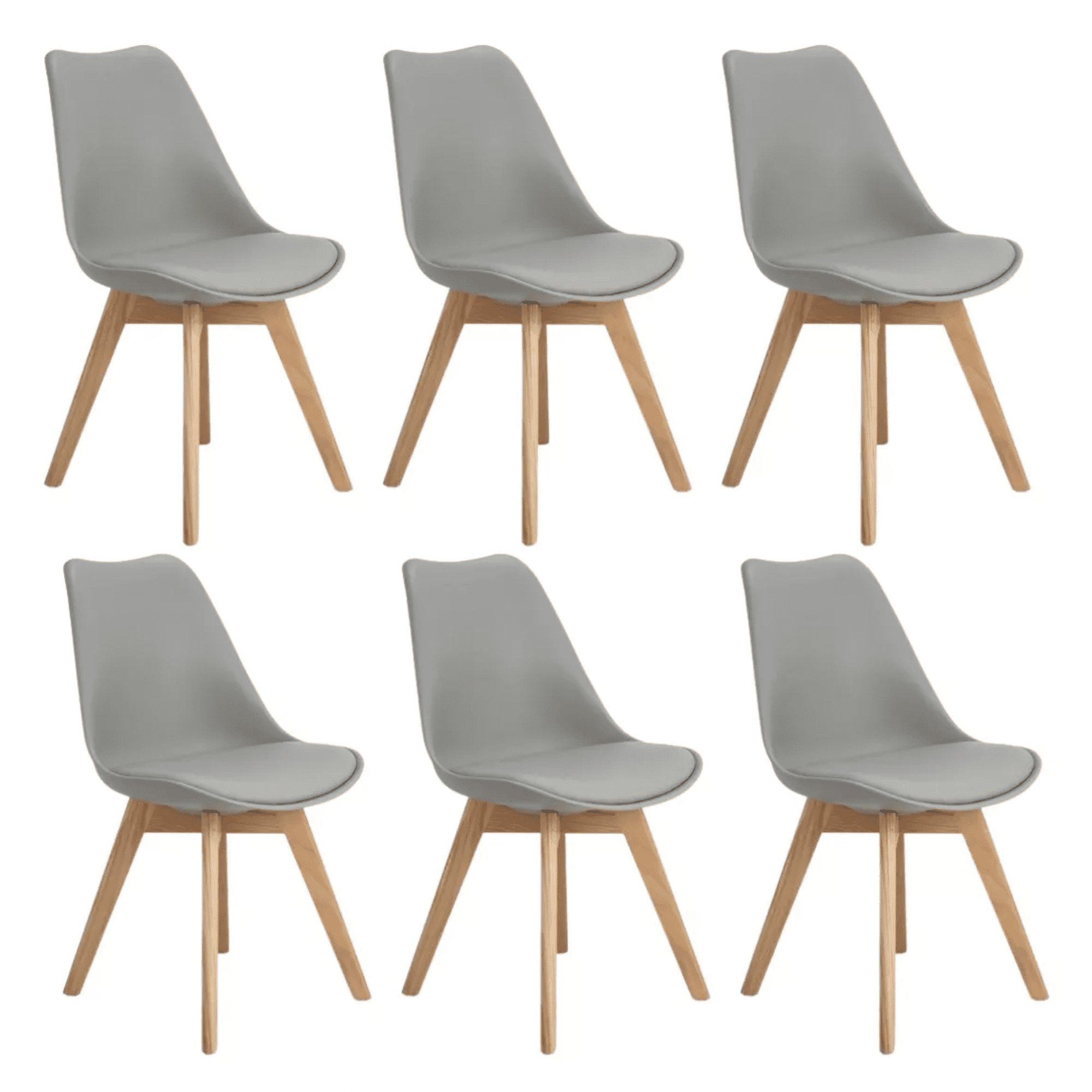 Habita2 Chile - Silla Tulip Ecocuero Gris X6