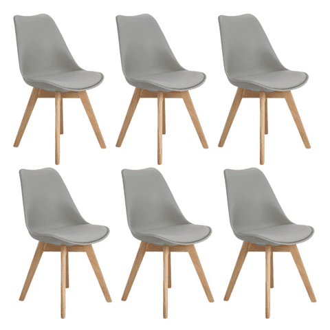 Habita2 Chile - Silla Tulip Ecocuero Gris X6