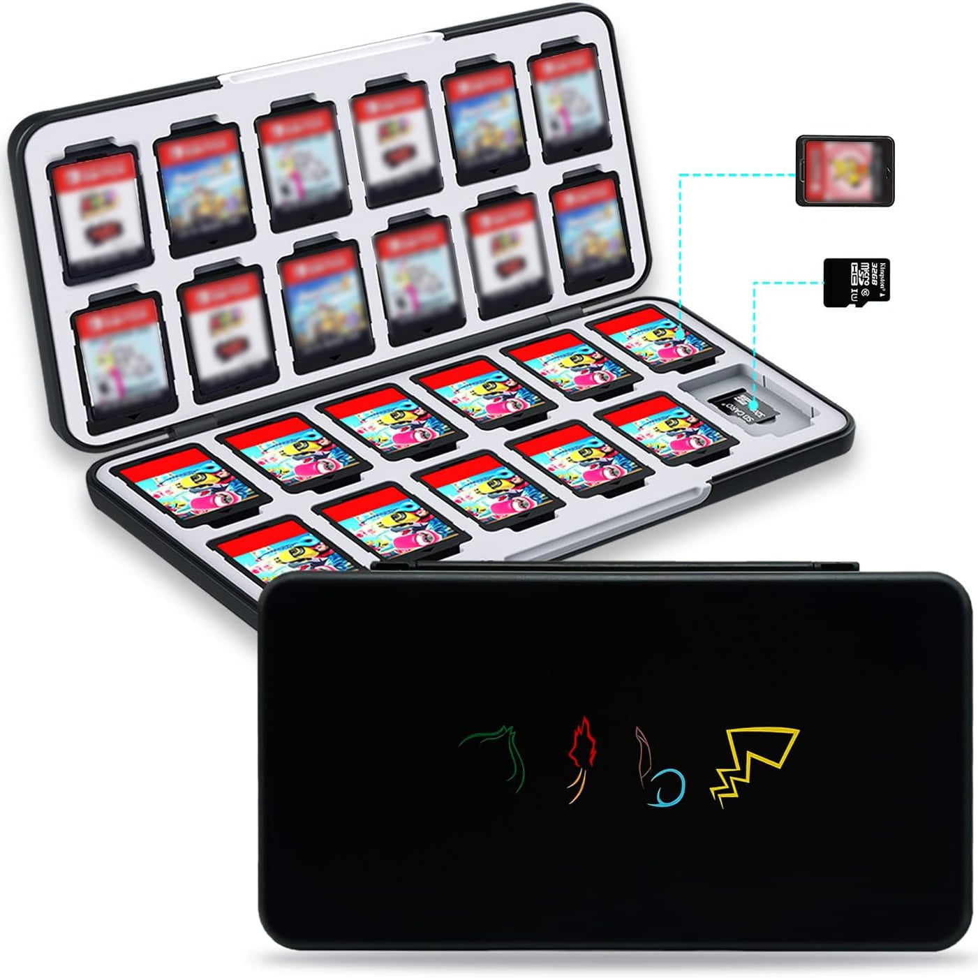 Genérico - Estuche Para Tarjetas De Juego Para Nintendo Switch Y Switch Oled, Soporte Portátil Para Juegos Con 24 Ranuras Para Cartuchos De Juego Y 24 Ranuras Para Tarjetas Micro Sd