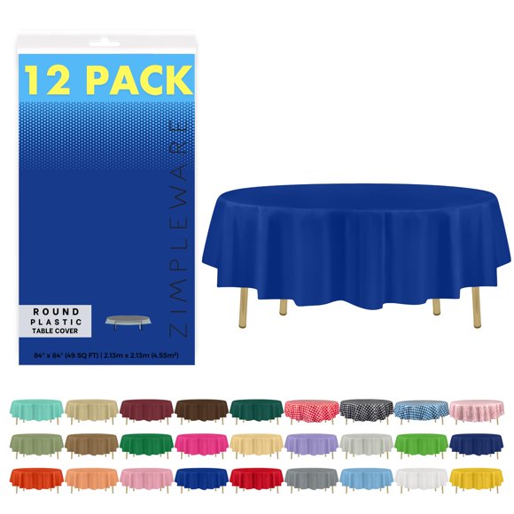 Mantel desechable ZIMPLEWARE redondo 213 cm, paquete de 12