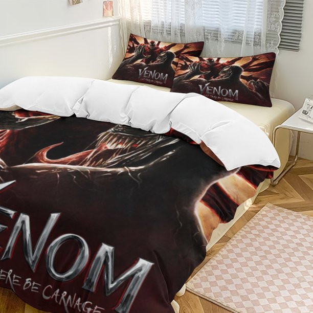 Venom Bedding Comforter Sets, 3-Piece Bedding Set Soft Warm Bed Set with 1 Duvet Cover And 2 Pillowcases for Bedroom All Season
