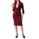 thumbnail image 1 of INSPIRE CHIC Traje de Mujer de 2 Piezas Conjunto de Atuendo de Maestra para Regreso a Clases Blazer sin Cuello de Manga 3/4 Falda Lápiz de Cintura Alta Conjuntos de Trabajo Rojo Oscuro M, 1 of 6