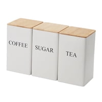 Magideal - 3 Recipientes De Café, Té, Azúcar, Botes De Cocina Modernos Para Encimera, Tarros Blancos De 3 Piezas Frascos Blancos De 3 Piezas.