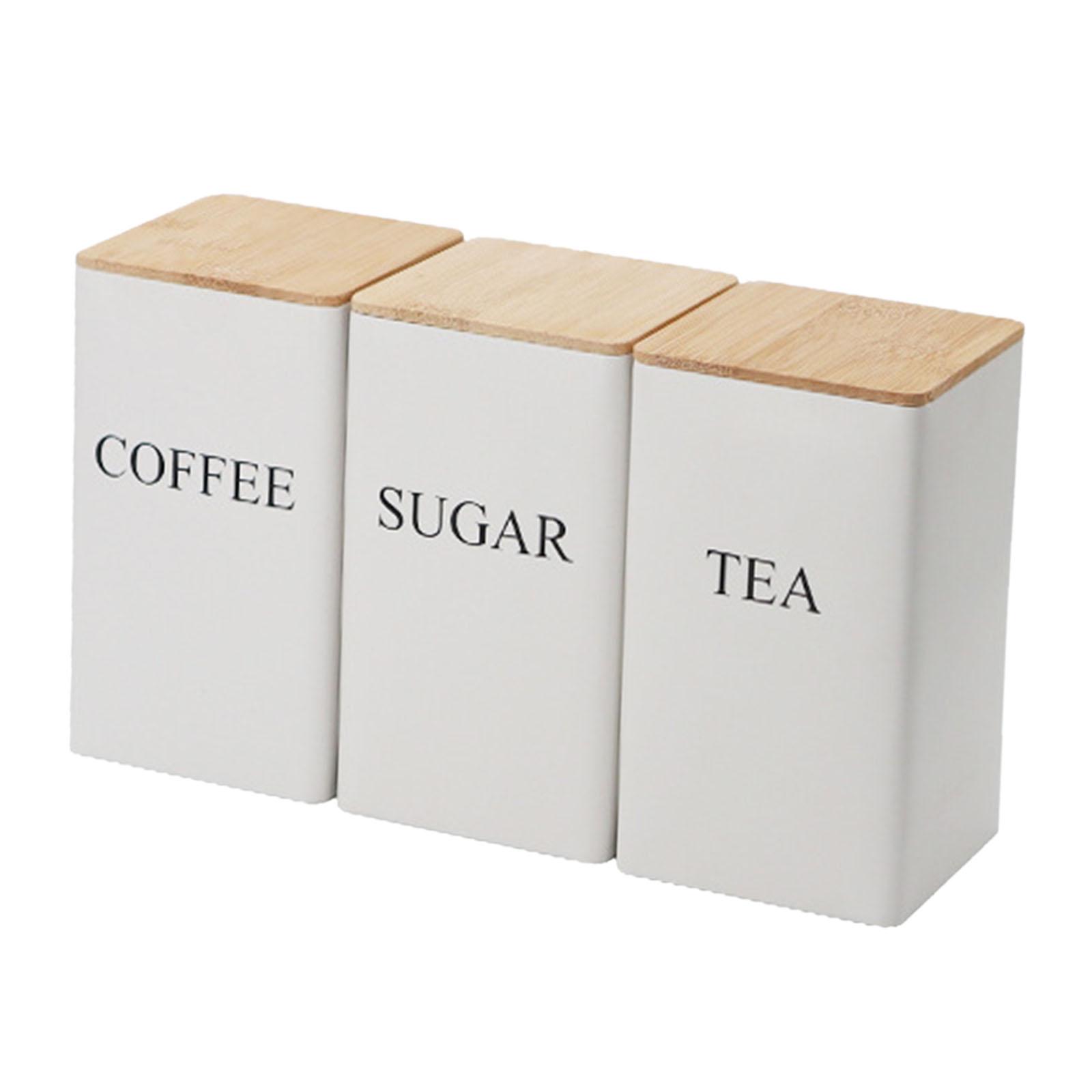 Magideal - 3 Recipientes De Café, Té, Azúcar, Botes De Cocina Modernos Para Encimera, Tarros Blancos De 3 Piezas Frascos Blancos De 3 Piezas.