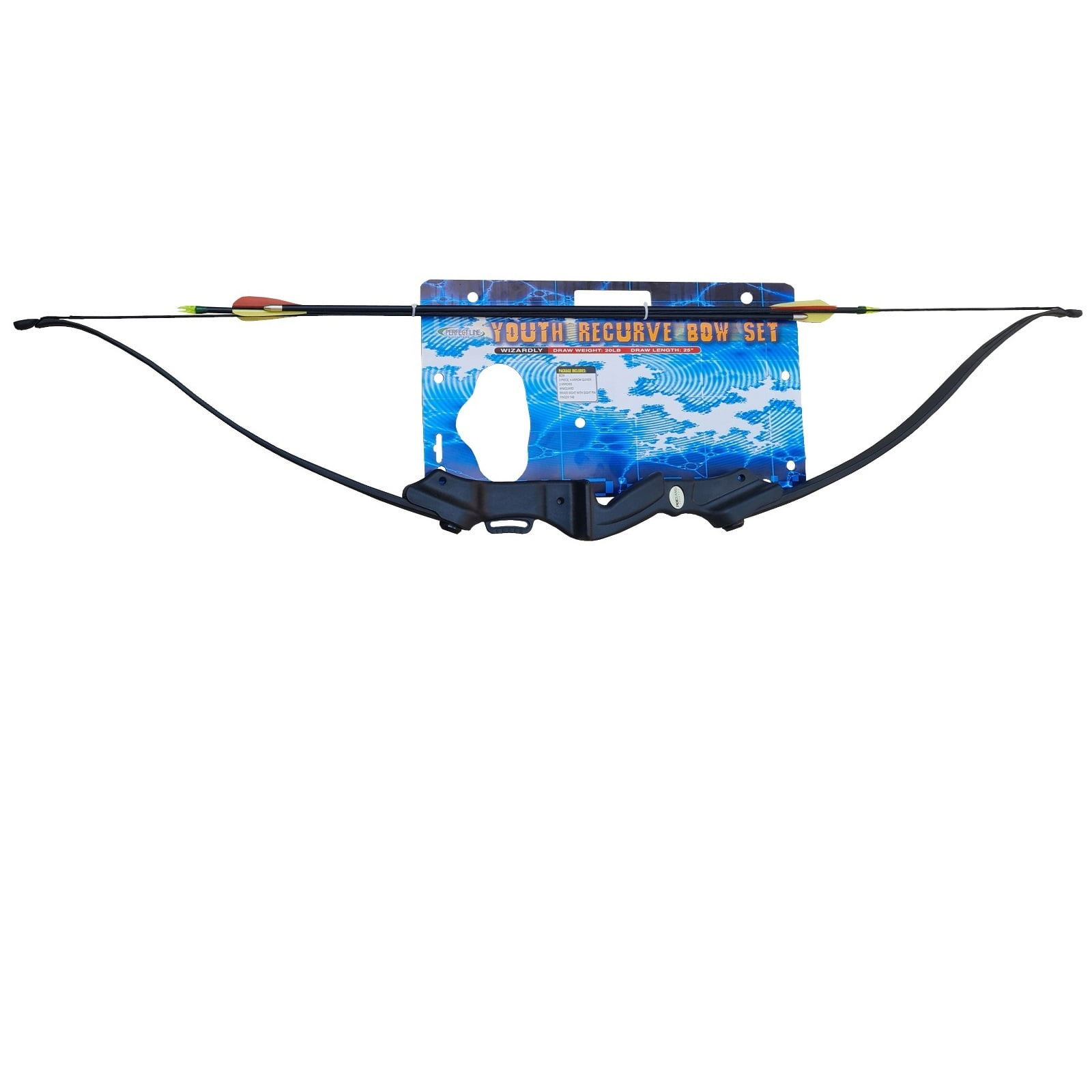 Poelang - Arco Recurvado Juvenil Wizardly 20lbs Negro +2 Flechas Y Mas