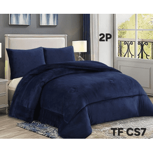 Mundo Shopping - Cobertor De Invierno Plush Liso 2 Plazas Azul