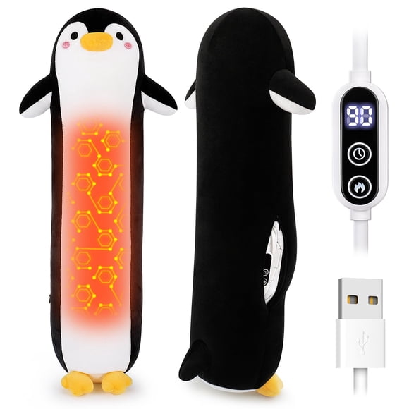Almohadilla Térmica USB Sprinqdawin Pingüino de Peluche 50 cm Negro