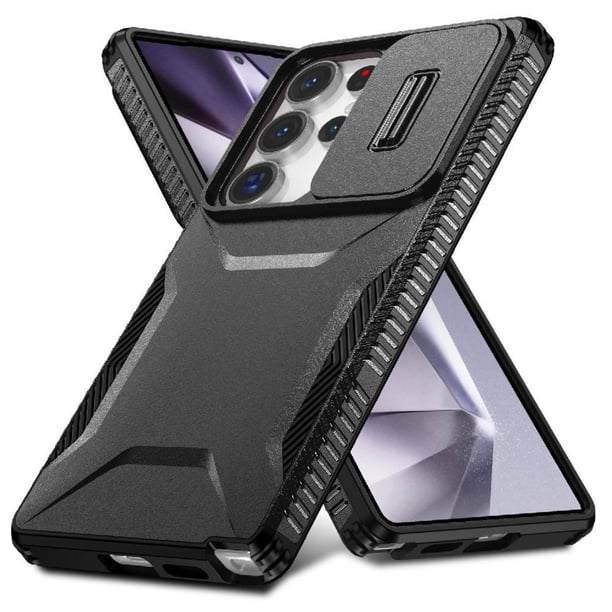 Funda Resistente para Samsung Galaxy S25 Ultra con Tapa Deslizante y Protección Militar Negro
