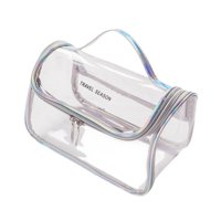 Ioensy - Bolsa De Maquillaje Transparente Impermeable Con Asa, Bolsa De Cosméticos De Viaje Con Correa Para Viaje, Color Gris