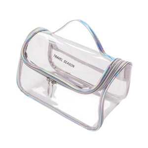 Ioensy - Bolsa De Maquillaje Transparente Impermeable Con Asa, Bolsa De Cosméticos De Viaje Con Correa Para Viaje, Color Gris