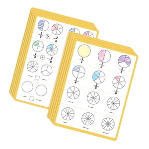 Bothyi - 10 Hojas Interactivas De Fracciones Borrables En Seco Para Niños Y Niñas.