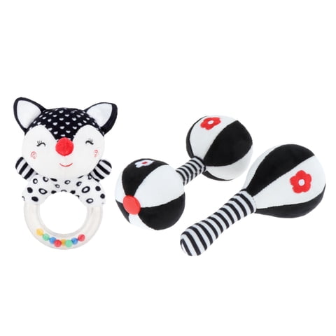 Magideal - Sonajeros Para Bebé De 3 Piezas, Juguete Para Desarrollo Cerebral, Regalo De Mano Montessori, Juguete Sensorial Para Recién Nacidos Para Niñas Y Niños , A A