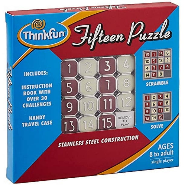 ThinkFun Fifteen Puzzle - Juego de rompecabezas clásico, perfecto para viajar, puede caber en su bolsillo para mayores de 8 años