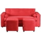 thumbnail image 1 of Sofá Vivo 3 Cuerpos Más 2 Pouf Felpa Rojo, 1 of 5