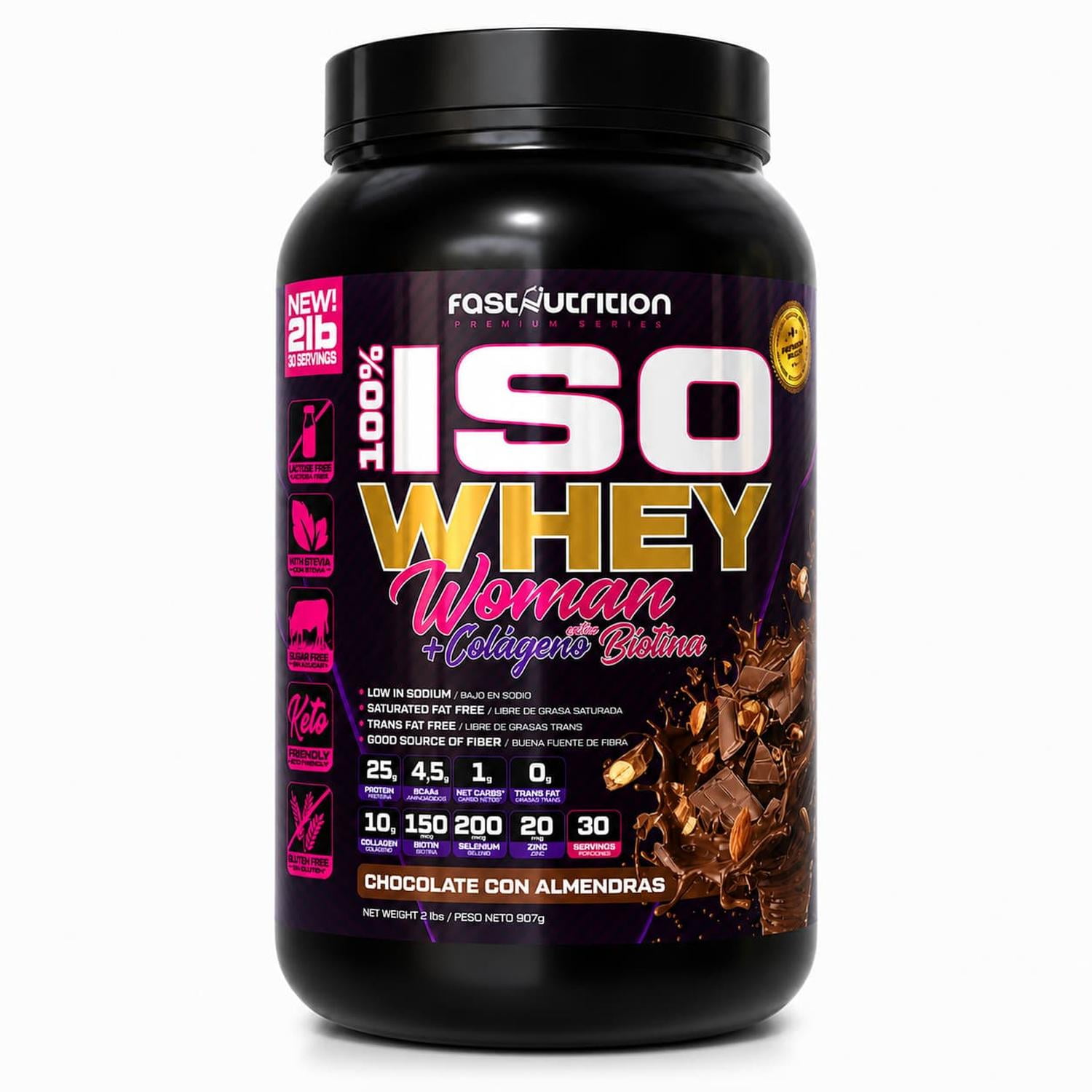 Supralabs - Proteína Iso Whey Woman 2 Lbs Sabor Chocolate Almendra