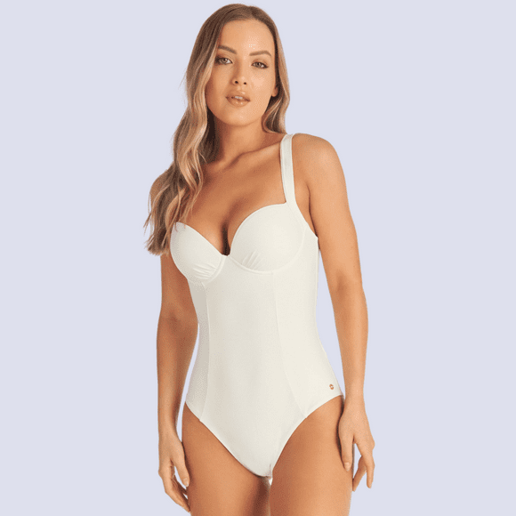 Traje De Baño Blanco Copas Control De Abdomen Chamela