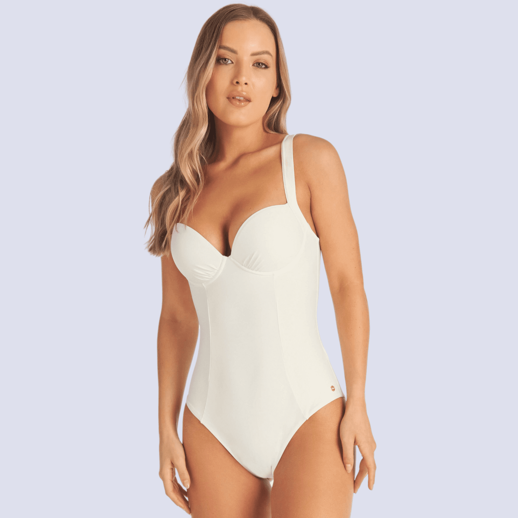 Traje De Baño Blanco Copas Control De Abdomen Chamela