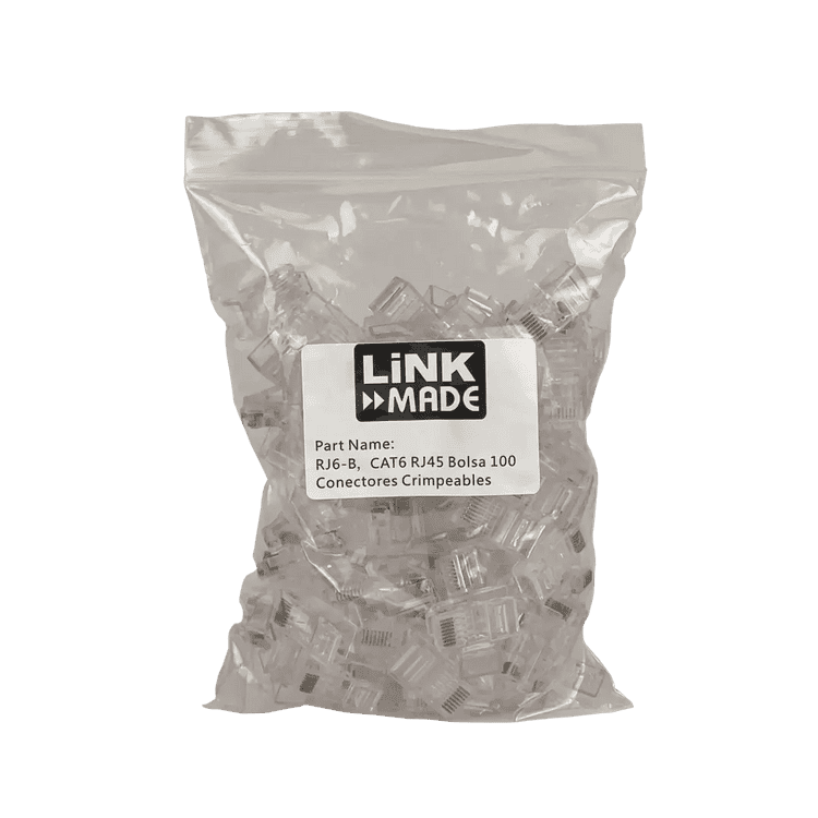 Bolsa 100 Conectores Rj45 Cat6 Linkmade Para Red Crimpeables