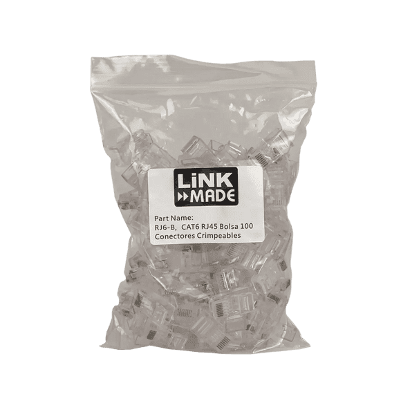 Bolsa 100 Conectores Rj45 Cat6 Linkmade Para Red Crimpeables