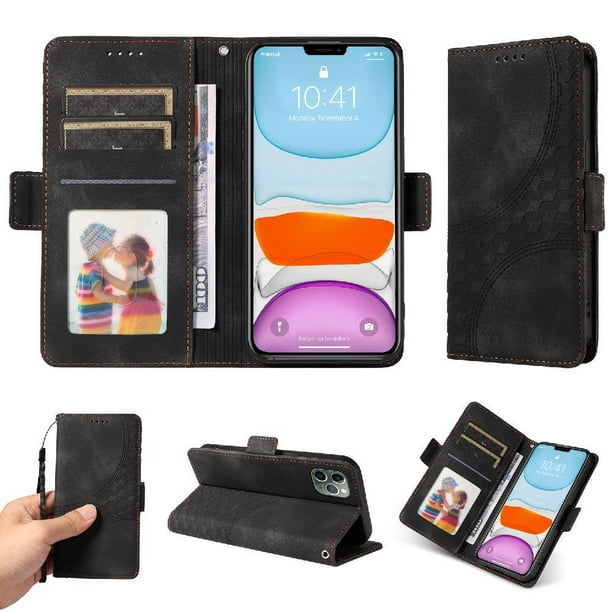 Carcasa FOXDOCK iPhone 11 Pro Max de cuero PU, diseño acolchado clásico, protección contra caídas y rayones