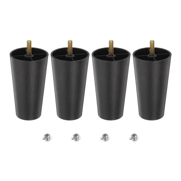 Patas de Muebles de Plástico Redondas y Cónicas de 4.5 pulgadas, Juego de 4 Pies de Repuesto para Muebles con Pernos Colgantes M8