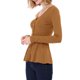 thumbnail image 4 of INSPIRE CHIC Suéter Peplum de Mujer con Cuello en V, Manga Larga, Tejido con Cintura Ceñida para Uso Casual y Estilo Diario S Marrón, 4 of 8