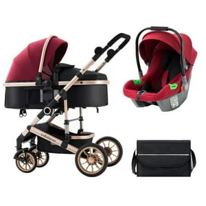Coche Cuna Con Silla Nido Y Accesorios Lubabycas Burdeos