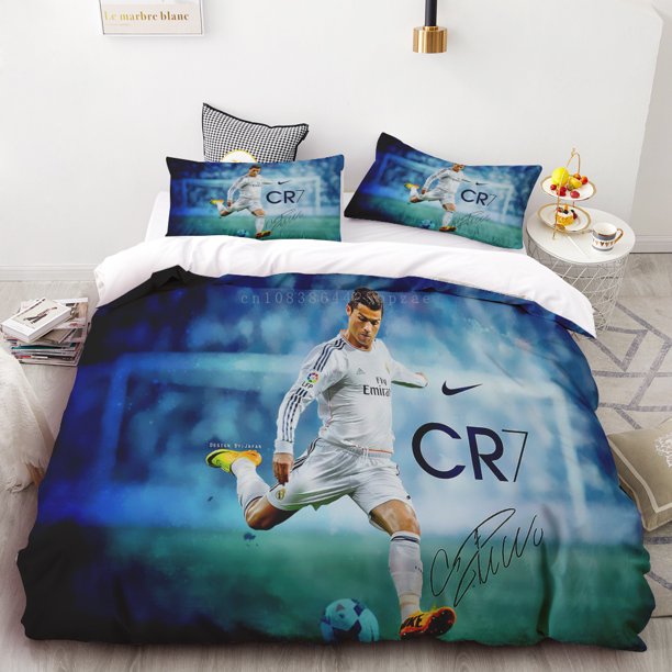 Duvet Cover Set Pillowcase Cr7 Football Star Comfortable Soft Quilt Cover Bedding Set Queen/Single Size for Children Gift Bed Sheets