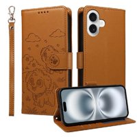 Funda Billetera Foxdock Compatible Con Iphone 16, Diseño Perrito Tierno, Ranuras Para Tarjetas Y Soporte Plegable