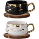 thumbnail image 1 of Auch 2 Pack Ceramic Tea Cdefee Cup, 10 OZ Cdefee Mug, Marble Espresso Cups fo Latte, Gorapuccino, Americano, White and Negro, Gift para mujeres, fo Office and Home, Big Goraacity con Mango, 1 of 5