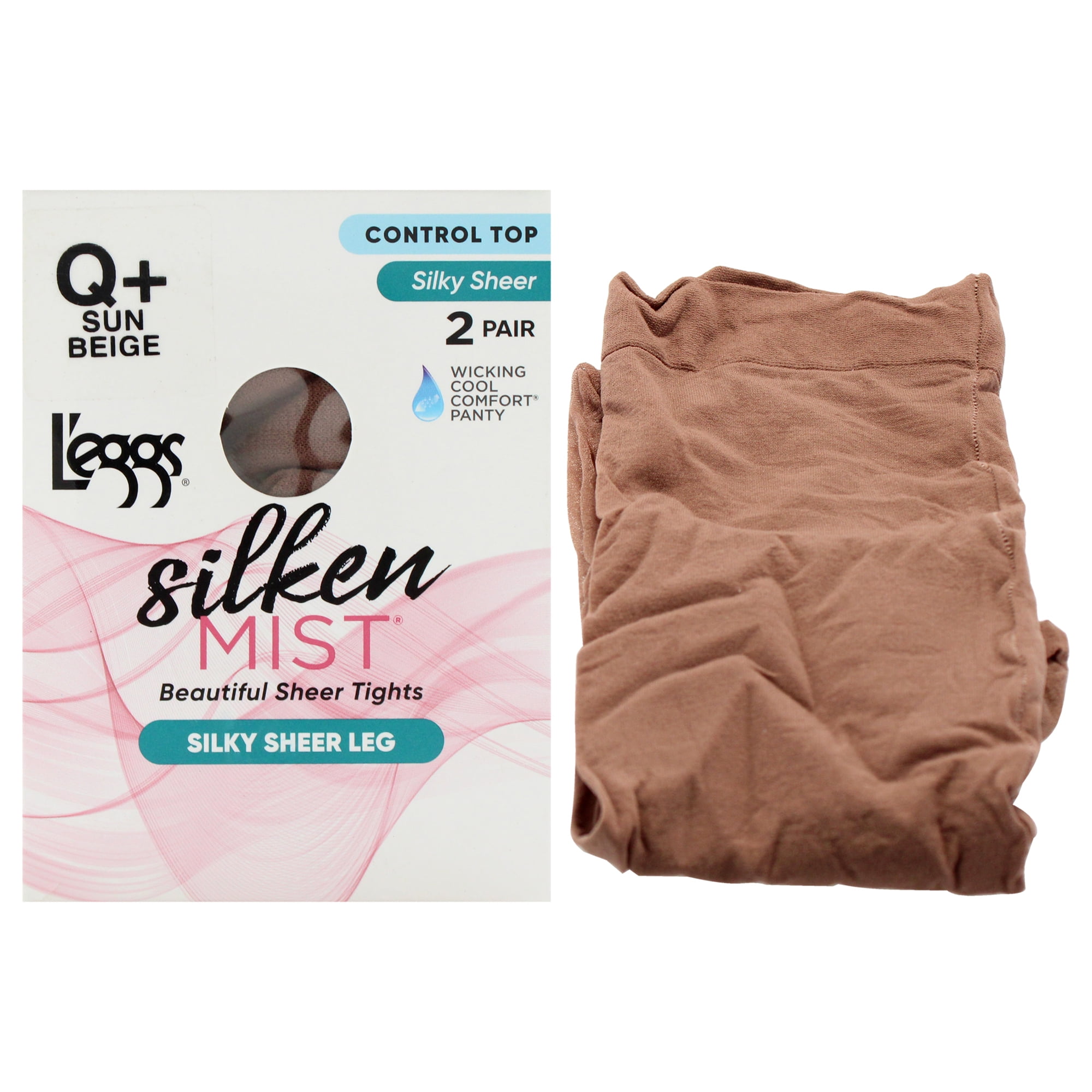 Medias Transparentes De Seda Silken Mist, Hermosas Y Sedosas, Lsm212 Beige Sol De Leggs Para Mujer, 2 Pares De Medias (talla Q Plus)
