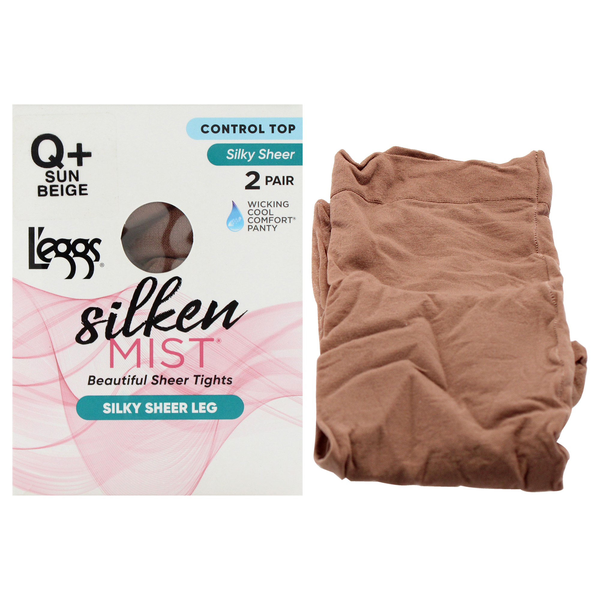 Medias Transparentes De Seda Silken Mist, Hermosas Y Sedosas, Lsm212 Beige Sol De Leggs Para, 2 Pares De Medias (Talla Q Plus)