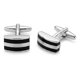 thumbnail image 5 of Colleras Gemelos Camisa Rectangulares Rayas Negro Plata Plateado, 5 of 5