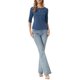 thumbnail image 2 of INSPIRE CHIC Camiseta Básica de Mujer con Mangas al Codo Cuello Redondo Ajustada Casual Impresa para Regreso a Clases Azul Polvoriento a Rayas XL, 2 of 6
