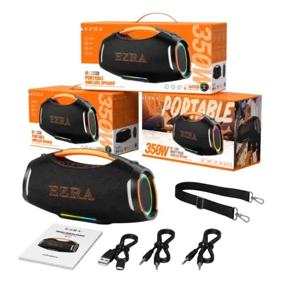 Parlante Bluetooth Portátil Heavy Bass 350w Rgb Ezra N111