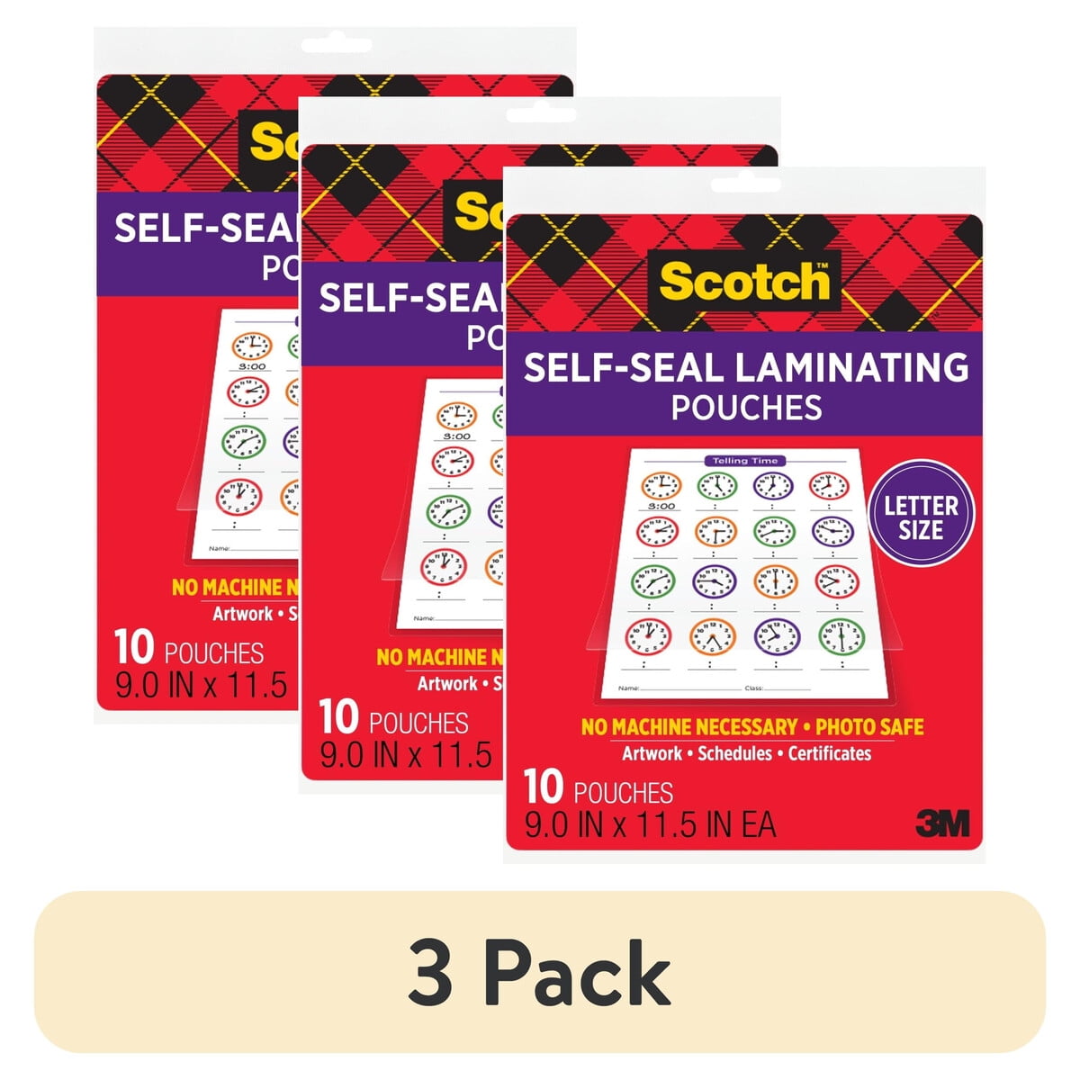 Laminas Autoadhesivas Scotch 3 Pack 10 Hojas Carta