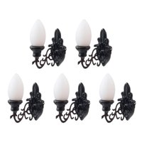 Bothyi - 5 Lámparas De Pared Modelo En Miniatura Juguetes Para Decoración De Casa De Muñecas Diy Niños Negro