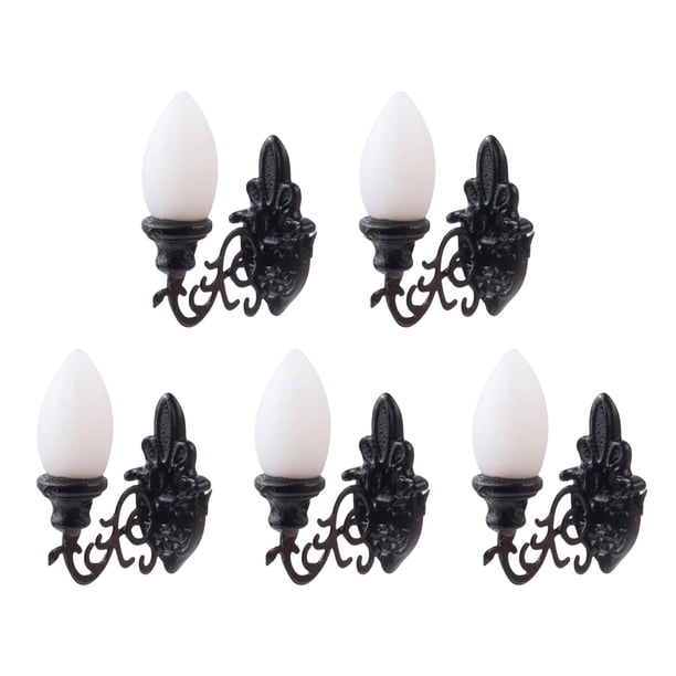 5 Lámparas De Pared Modelo En Miniatura Juguetes Para Decoración De Casa De Muñecas DIY Niños Negro