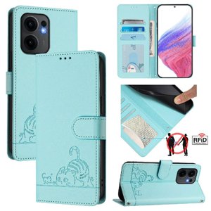 Funda Tipo Cartera Foxdock Para Oppo Reno13 F 5G Con Soporte, Ranuras, Rfid, Diseño De Gato