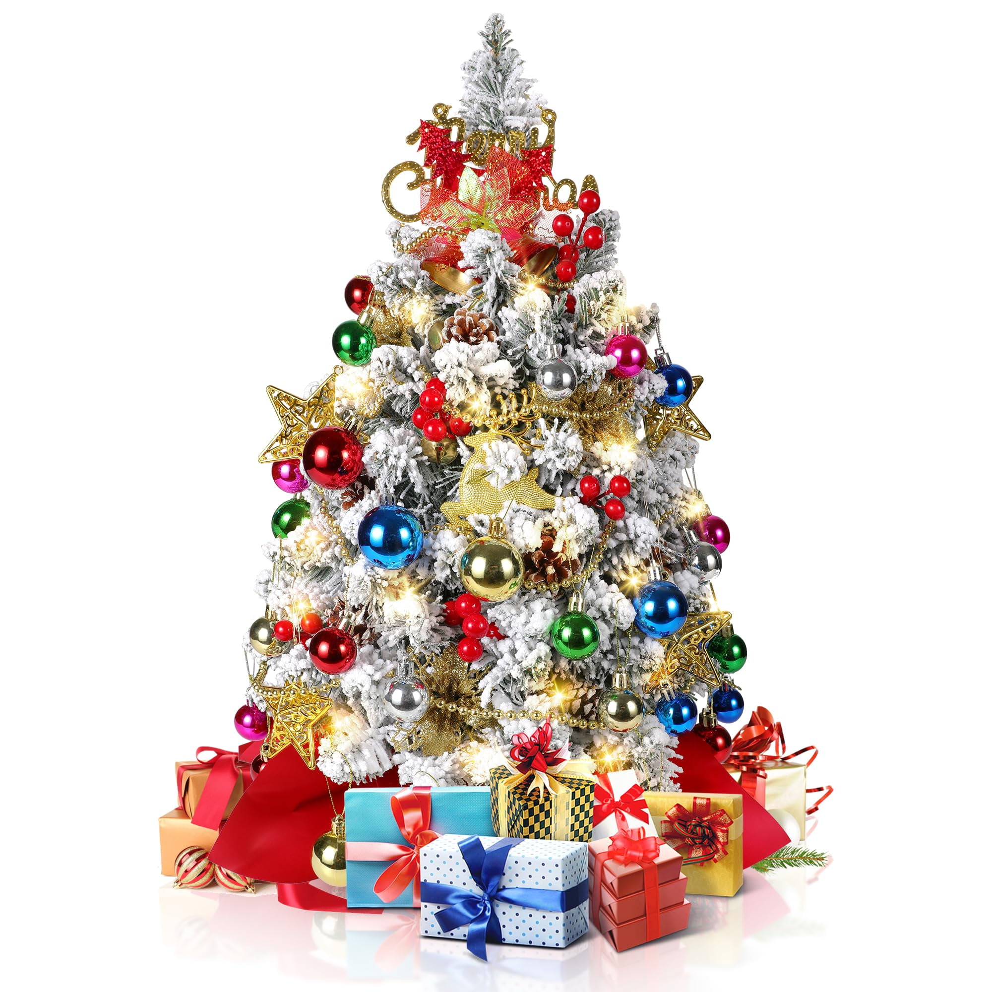 Neten - Nefalea Para Árbol De Navidad De 2 Pies Con 60 Luces Led Y Más De 50 Adornos