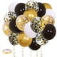 thumbnail image 1 of 50pcs, Black Golden Confetti Balloons, 12 Inch Golden White And Black Confetti Balloons With Ribbons For Graduation Birthday Wedding Party Decorations, 1 of 2