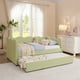 thumbnail image 2 of Cozy Gingham Daybed with Trundle Twin Size Sofa Bed No Box Spring Needed, with USB Port and Adorable Wave Shaped, Linen Fabric, Green, 2 of 3