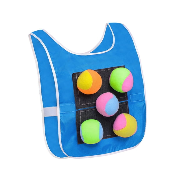 Juego de Dodgeball con 5 Bolas Adhesivas, Chaleco de Bolas Adhesivas, Juego de Pelota Dodgeball, Juego de Bolas para Lanzar, Accesorios para Juegos de Niños Azul