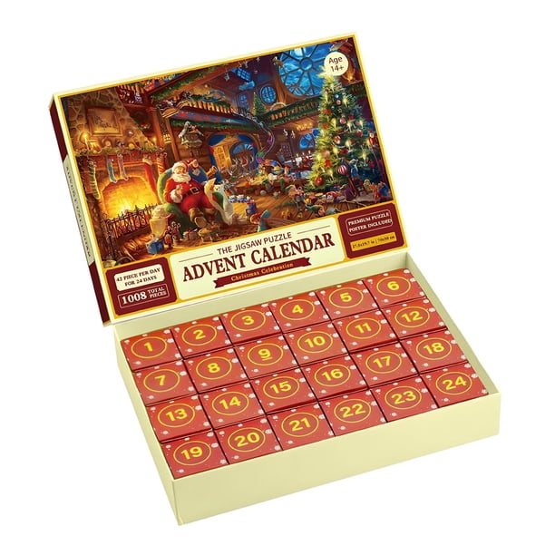 Rompecabezas de Navidad 2023, rompecabezas de Adviento de 24 días de Navidad, regalos para niños, juego de rompecabezas navideño para niños y adolesce Papá Noel