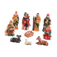 Magideal - 10 Uds. De Figuritas Navideñas, Conjunto De Natividad, Decoración Navideña, Estatua En Miniatura, Decoración De Mesa Navideña Para Escritorio, Encimer