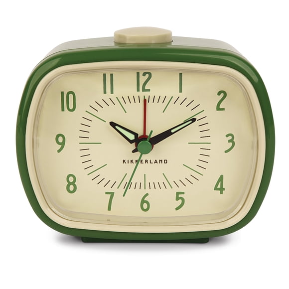 Reloj despertador Kikkerland, funciona con pilas, retro, vintage, verde