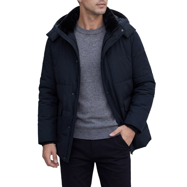 CHAQUETA DE INVIERNO PARA HOMBRE INSPIRE CHIC con capucha, manga larga, cremallera, abrigo de invierno S azul marino