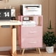 thumbnail image 4 of Mesita de noche Aenuert Pink con 2 cajones de tela y almacenamiento abierto, 4 of 9