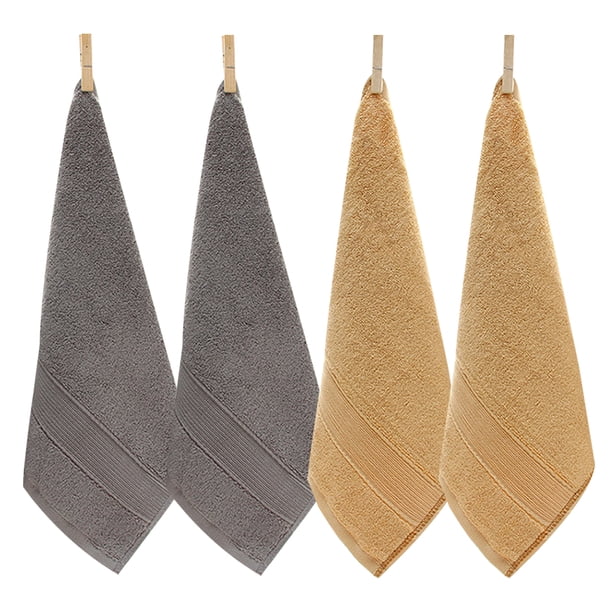 Toallas faciales de algodón - Toallitas faciales ultra suaves para baño, 35 x 35 cm, paquete de 4, color gris